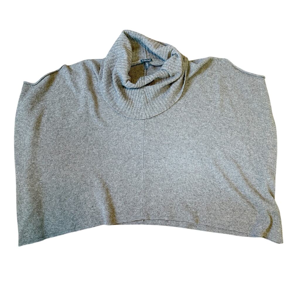 Eileen Fisher Brown/Gray Wool Cowl Neck Poncho Size S/M